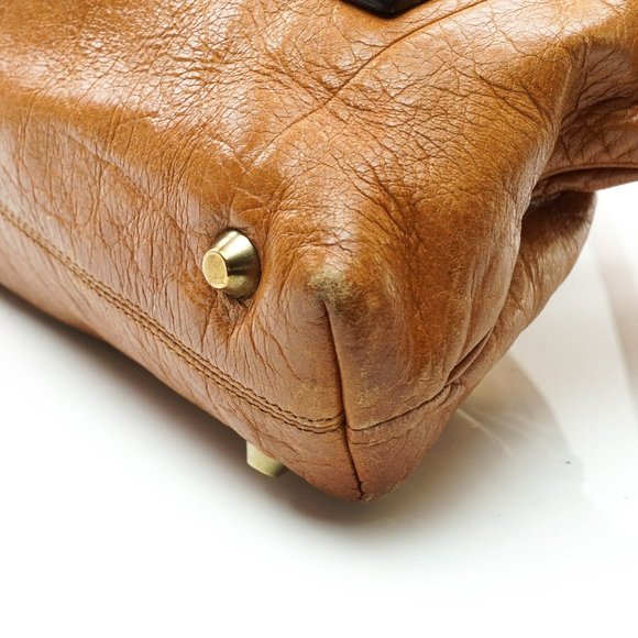 Auth Chloe Brown Leather Hand Bag #4237C57 - Picture 11 of 15